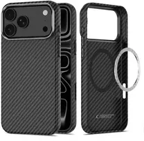 Dėklas Tech-Protect ION CARBON MagSafe iPhone 17 Pro Max / 18 Pro Max Juodas/SIDABRINIS
