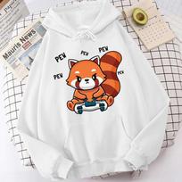 Mielas Pew Raudonasis Panda Kawaii Spausdintas Gobtuvėlis Vyriški/Moterų Laisvalaikio Gobtuvėliai Ilgomis Rankovėmis Megztiniai su Gobtuvu Per dydį Unisex Drabužiai S white