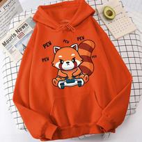 Mielas Pew Raudonasis Panda Kawaii Spausdintas Gobtuvėlis Vyriški/Moterų Laisvalaikio Gobtuvėliai Ilgomis Rankovėmis Megztiniai su Gobtuvu Per dydį Unisex Drabužiai 3XL brown