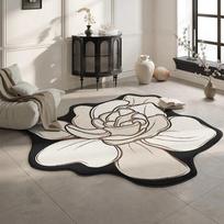 Svetainės kilimas Gėlių kilimai Kėdės grindų kilimėlis Juoda Balta Prabangi namų puošyba Kilimas Miegamojo lovūžio kilimėliai Alfombra De Salón Diameter100cm