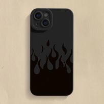 Madingas juodos liepsnos silikoninis telefono dėklas iPhone 16 15 Pro Max 15 14 13 12 11 X XS XR 7 8 Plus SE 16E smūgiams atsparus minkštas dangtelis For iPhone 13 black