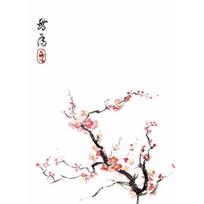 Japoniškas akvarelės sakura vyšnių žiedų plakatas, gėlių ir paukščių paveikslas, drobė, sienų dekoras svetainei, namų dekorui 21cm×30cm NoFrame white