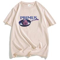PRIMUS Frizzle Fry Vintažiniai marškinėliai trumpomis rankovėmis Medvilniniai marškinėliai su apvalia apykakle Laisvalaikio mada Juokingi grafiniai marškinėliai Unisex Streetwear M white