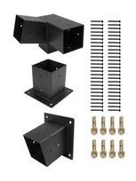Sieninės pavėsinės laikikliai šlaitiniams stogams, tvirtinimo detalės 4x4 stulpams Left 15° set
