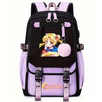 Sailor Moon Mielas Anime Spausdintas Studento Kuprinė USB Sąsaja Didelės Talpos Drobės Krepšys Kompiuterio Krepšys 46*29*16cm