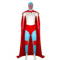 Suaugusiųjų „Nacho Libre“ imtynių kostiumas vyrams, meksikiečių imtynininko kostiumas su raudonu apsiaustu, mėlynomis kelnėmis ir kauke XL red