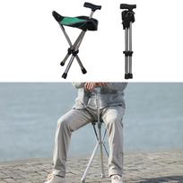Lazda su sėdyne Ergonomiška Reguliuojama Trekingo Žygio Lazda Senjorams Kempingui Juoda žalia