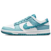 Nike Dunk Low ESS Mėlynas Paisley Drobės Odos Cashew Gėlės Neslystantys Dėvėjimui Atsparūs Žemi Skate Batai Moterims Balti ir Mėlyni DH4401-101 35.5 white