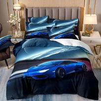 Trijų dalių patalynės komplektas 3D skaitmeninė spauda Animacinis gaisrinis automobilis Vaikams Poliruotas antklodės užvalkalas cover 70 * 133 and 50 * 75 * 1 white