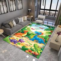 Animacinis dinozauras kilimėlis T-Rex Triceratops Preistorinis kraštovaizdis Vaikų kambarys Švietimo spalvingas žaismingas namų dekoravimas kilimas 40x60cm white