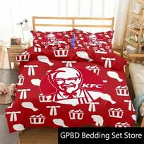 3D Spausdintas Maistas KFC Logotipas Patalynės Komplektas Dvigulis Twin King Antklodės Užvalkalas Užpildu Užpildyta Pagalvės Užvalkalas Berniukams Mergaitėms Suaugusiems Miegamasis 70x133cm red