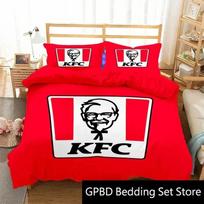 3D Spausdintas Maistas KFC Logotipas Patalynės Komplektas Dvigulis Twin King Antklodės Užvalkalas Užpildu Užpildyta Pagalvės Užvalkalas Berniukams Mergaitėms Suaugusiems Miegamasis 70x133cm