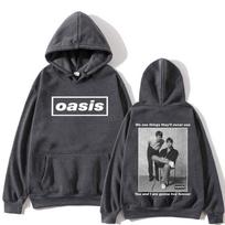 O-Oasis Grafinis Džemperis su Gobtuvu Britų Roko Grupė Vintage Megztinis Suaugusiems Vyrams Moterims Hip Hop Mada Per dydį Megztiniai Gatvės Stilius S gray