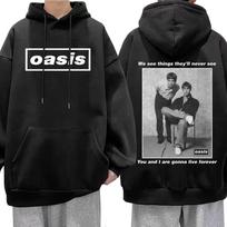 O-Oasis Grafinis Džemperis su Gobtuvu Britų Roko Grupė Vintage Megztinis Suaugusiems Vyrams Moterims Hip Hop Mada Per dydį Megztiniai Gatvės Stilius S black
