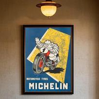 Juokingi Michelin padangų plakatai Kokybiškas namų biuro baro dekoras Dovana blue