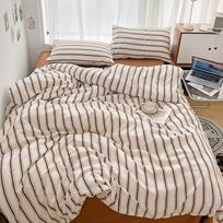 Korėjietiškas minimalistinis dryžuotas medvilninis patalynės komplektas: Antklodė ir paklodės 1,8 lovai 1.5m Bedspread 4-piece Set (150x200 Duvet Cover) gray