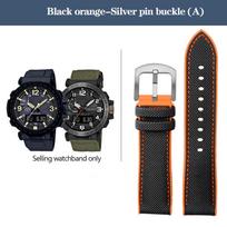 Nailono ir gumos dugnas Laikrodžio apyrankė Casio PROTREK serijai PRG-600YB PRG-650 PRW-6600 Drobės ir silikono Laikrodžio apyrankė Sportinė juosta 24mm 24mm black