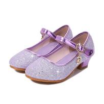 Fairy Girl High Heels Princess Shoes Halloween Cosplay Kids Shiny Sofia Cinderella Aurora Rapunzel Party Dress Up Leather Shoe 28 violetinė