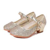 Fairy Girl High Heels Princess Shoes Halloween Cosplay Kids Shiny Sofia Cinderella Aurora Rapunzel Party Dress Up Leather Shoe 35 auksas