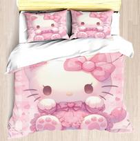 Antklodės užvalkalas Hello Kitty Patalynės komplektas Miniso Modernus animacinis spaudinys Rinkinys Mergaitės Dovana Čiužinys 3 vnt. Kūdikio kambarys EU Single(135*200cm)3pcs white