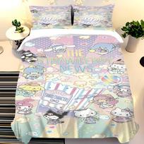 Antklodės užvalkalas Hello Kitty Patalynės komplektas Miniso Modernus animacinis spaudinys Rinkinys Mergaitės Dovana Čiužinys 3 vnt. Kūdikio kambarys EU Single(135*200cm)3pcs