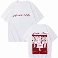 Jennie Ruby Albumas 2025 Spausdinami marškinėliai Harajuku Unisex Gerbėjų Dovaniniai Marškinėliai M balta