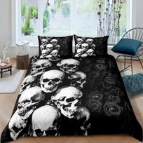 Katės Skeleto Antklodės Užvalkalų Rinkinys Pilnas Karalienės Helovino Gotikinio Kaukolės Patalynės Rinkinys 2/3 Vnt Juoda Balta Galaktikos Antklodės Užvalkalas Quilt Cover 180*220cm 3pcs