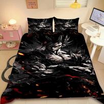Japonija Anime Dragon BallS Antklodės užvalkalas Dvipusis Super Saiyan Lovos komplektai studentams Paaugliams Son Goku Antklodės užvalkalų komplektas Miegamajam EU Single(135*200cm)3pcs black