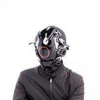Cyberpunk Helovino šviečianti roboto kaukė – Viso veido Cosplay galvos apdangalas Comic Con gray