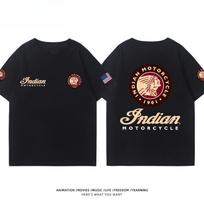 Indian Motorcycle Sunki lokomotyvo kruizinė dviratininko apranga Klubo vyriški ir moteriški laisvalaikio vasariniai laisvi madingi universalūs marškinėliai M black
