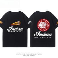 Indian Motorcycle Sunki lokomotyvo kruizinė dviratininko apranga Klubo vyriški ir moteriški laisvalaikio vasariniai laisvi madingi universalūs marškinėliai M gray