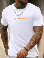 Trumpomis rankovėmis T-shirt ATOMIC Vyriškas 100% medvilnės marškinėliai su raštu Vasariniai apvaliu kaklu Kvėpuojantys Laisvalaikio Madingi Šaunūs Marškinėliai L white
