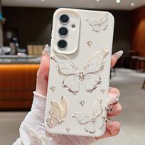 Auksinis drugelio dėklas Samsung Galaxy S24 S25 Ultra S23 S22 Plus S21 FE A14 A15 A16 A25 A26 A34 A35 A36 A54 A55 A56 5G Galaxy A57