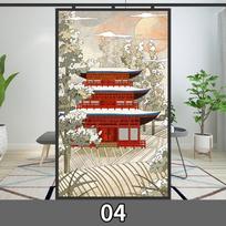 Japoniško stiliaus privatumo langų plėvelė, statinė, vitražinė, Ukiyo-e vyšnių žiedų stiklo plėvelė, tualeto, vonios kambario langų lipdukai 40x90cm