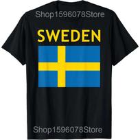 Juokinga Švedijos dovana Vėliava Sverige Vintažiniai Švediškos Marškinėliai Vyrams Medvilniniai Humoras Gatvės Stiliaus Marškinėliai Trumpomis Rankovėmis Unisex Laisvi Drabužiai 2XL blue