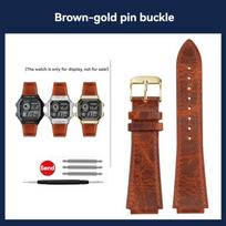 Genuine Leather Watch Strap for Casio A158 A168 A159 A169 F91W AE-1200WHD/ae1300 Pin buckle folding buckle Men BlueRed Watchband 18mm--width brown