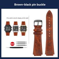 Genuine Leather Watch Strap for Casio A158 A168 A159 A169 F91W AE-1200WHD/ae1300 Pin buckle folding buckle Men BlueRed Watchband 18mm--width brown