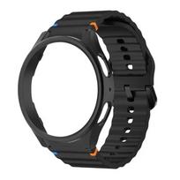 Case+Strap for Samsung Galaxy Watch 7 6 5 4 40mm 44mm Silicone official Band PC Protector Cover Bumper for Galaxy Watch 6Classic Galaxy 5 4 40mm black