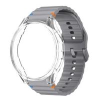 Case+Strap for Samsung Galaxy Watch 7 6 5 4 40mm 44mm Silicone official Band PC Protector Cover Bumper for Galaxy Watch 6Classic Watch 5 Pro 45mm gray