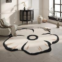 Prabangus Gėlių Kilimas Juodas Baltas Svetainės Kilimas Miegamojo Grindų Kilimėlis Namų Dekoras Alfombra De Salon Diameter100cm