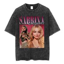 Sabrina Carpenter Grafinis Marškinėlis Prekės Senovinis Išplautas Marškinėlis Vyrams Moterims Drabužiai Medvilninis Per didelis Trumpomis Rankovėmis Marškinėlis S black