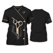 New Barber Hairdresser 3D Print T-shirts Women Uniform Streetwear Workwear T Shirt Harajuku Oversized Tops Tees Unisex Clothing 6XL black