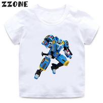 Tobot Evolution Transformer Robot Car Print Kids T-Shirts Girls Clothes Cartoon Baby Boys T Shirt Summer Children Tops 100 white