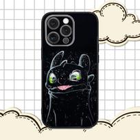 Animacinis T-Toothless dėklas telefonui iPhone 16e,16,15,14,13,12,11,Pro,X,XS,Max,XR,Plus,Mini Minkštas juodas dangtelis iPhone16promax