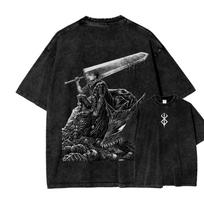 Berserk Anime Gerbėjo skalbinių marškinėliai Visų sezonų drabužiai aukštos kokybės asmenybė Drabužiai Dideli dydžiai Unisex Naujas modelis Pora marškinėlių XXL black