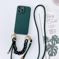 Crossbody Lanyard Case For Motorola Moto G85 G84 G54 G34 G24 G14 Edge 50 Fusion Marble Agate Chain Liquid Silicone Cover MOTO G85 5G&Case & Strap black