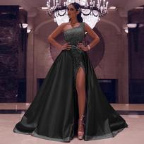 2020 m. rudens vieno peties ilga vakarinė suknelė moterims L juoda