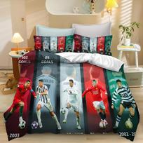 3D Spausdintas Futbolo Žvaigždės Patalynės Komplektas Futbolo Žvaigždės Antklodės Užvalkalas Dvigulis Twin Pilnas Queen King Suaugusiems Vaikams Lovos Patalynė Antklodės Užvalkalas 135x200cm gray