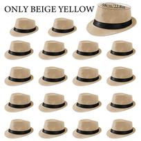 6-48 vnt. Fedora skrybėlės vestuvėms Lino Trilby skrybėlė Didmeninė trumpo atbrailos skrybėlės nuo saulės Dovanėlė Šventės skrybėlės suaugusiems 20-ies Kostiumas Gangsteris M 58cm 6 pieces beige