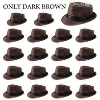 6-48 vnt. Fedora skrybėlės vestuvėms Lino Trilby skrybėlė Didmeninė trumpo atbrailos skrybėlės nuo saulės Dovanėlė Šventės skrybėlės suaugusiems 20-ies Kostiumas Gangsteris M 58cm 6 pieces tamsiai ruda spalva